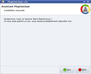 Configuration pour le lanceur, répondre: OUI